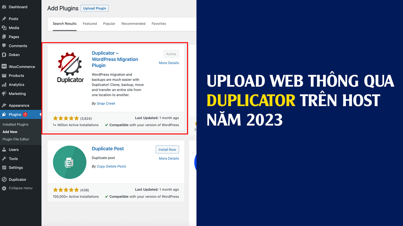 Upload web thông qua Duplicator trên host năm 2023