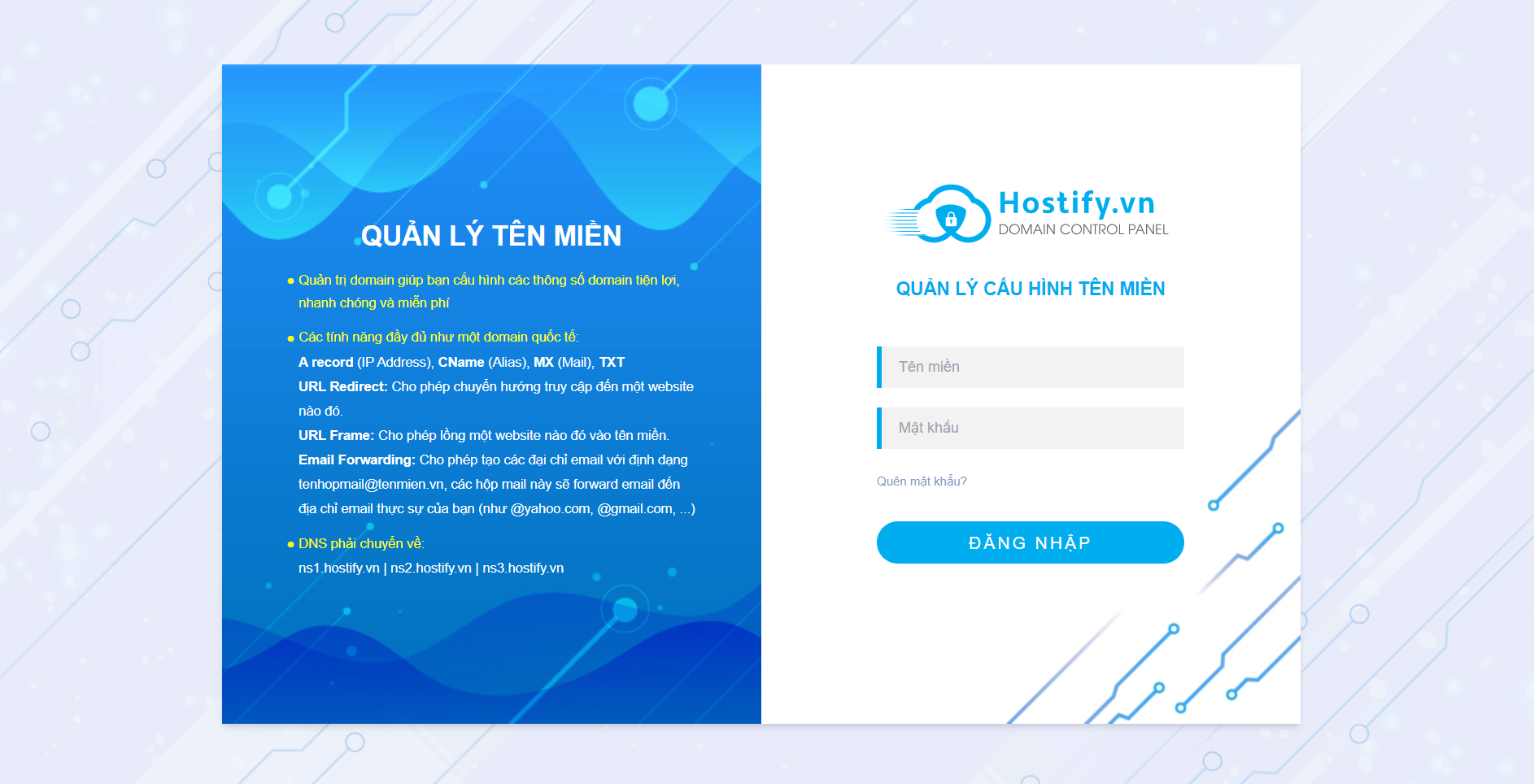 Hướng dẫn đổi mật khẩu trên trang quản lý tên miền Hostify