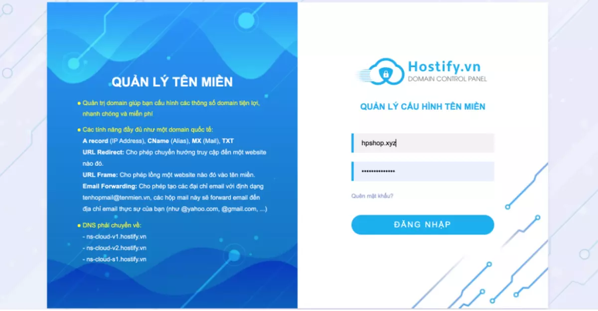 Hướng dẫn trỏ tên miền về Hosting/ LadiPage – Hostify.vn