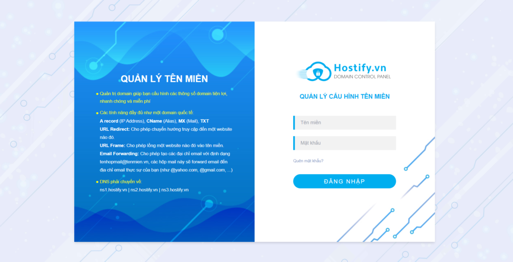 Hướng dẫn đổi NameServer  trên trang quản lý tên miền bên Hostify