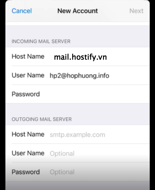 Cài đặt email POP3, IMAP trên IOS