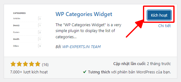 Hướng dẫn sử dụng plugin WP Categories Widget để hiển thị danh sách các danh mục