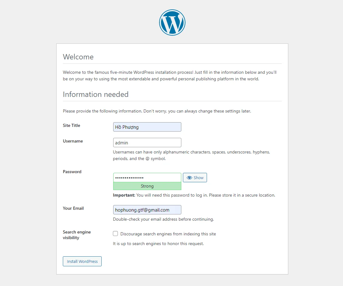 Thiết lập ban đầu wordpress