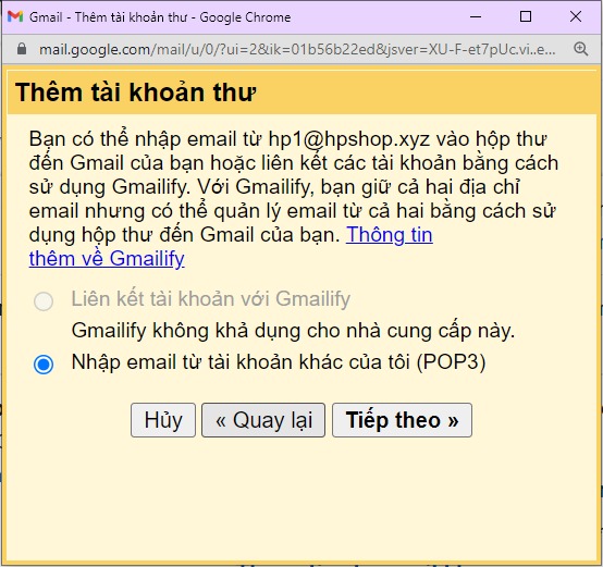 Hướng dẫn cài đặt email pro vào google mail 