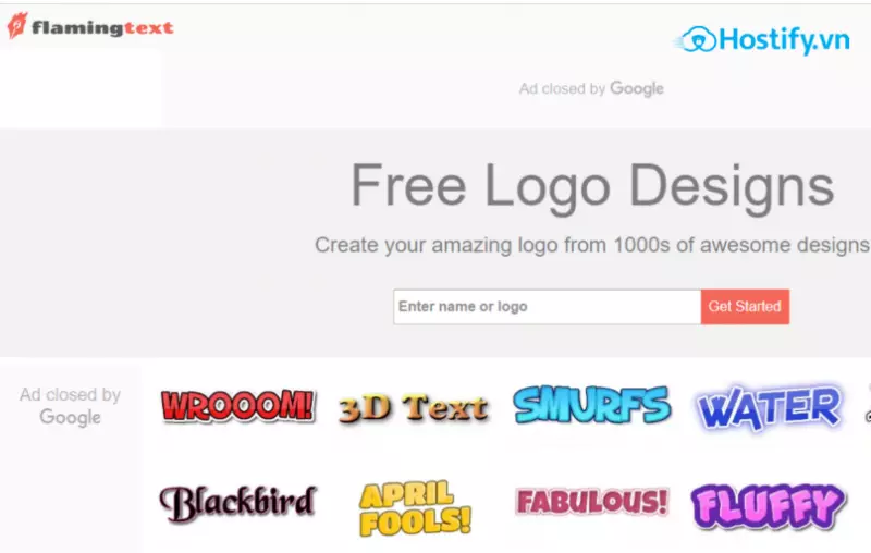 Trang web tạo logo trực tuyến miễn phí - Flaming Text