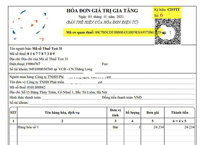 Hóa đơn điện tử có mã của cơ quan thuế